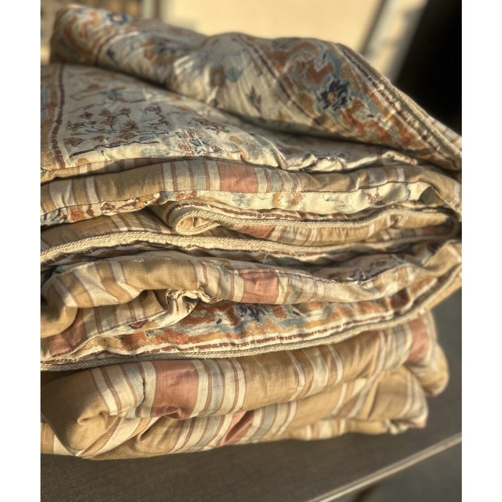 Vintage Chaps Linden Creek Queen Comforter AS IS Tears Stains Fade Cotton READ